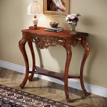 LITTLE TREE 38-Inch Antique Console Table, Victorian Half Moon Sofa Table For Entryway, Hallway, Living Room - Quả óc chó - Xem 2