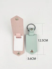 Personalized PU Leather Photo Keychain Blank Sublimation DIY Family Gift Keyring Halloween - Gold - View 7