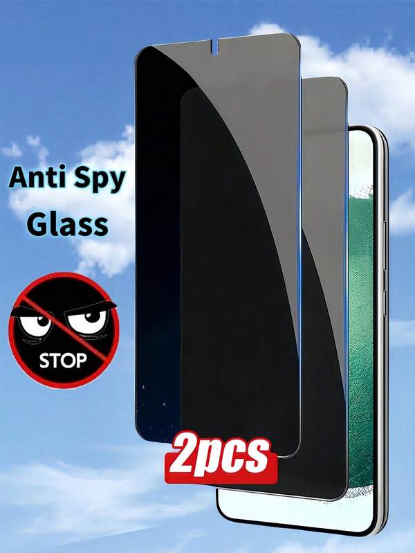 2pcs Anti-Peep Tempered Glass Screen Protector Compatible With Samsung Galaxy/IPhone 16//Honor//Redmi/And More Models, Anti-Drop, Anti-Spy, No Bubbles, Easy To Apply, Sturdy , Does Not Support Fingerprint Unlocking