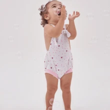 Baby Joy Printed Mesh Overalls Babies Summer Sunbathing Romper - 淺粉色 - 查看 2