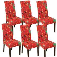 1 Stück/4 Stücke/6 Stücke Stuhlbezüge mit Weihnachtsmann Muster als Weihnachtsdekoration, weicher universell passender Schreibtisch Bezug, abnehmbar und waschbar Anti-Staub Stretch Stuhlschutz