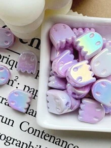 10pcs Acrylic Ghost Beads With Electroplated UV Finish For DIY Jewelry, Bracelets & Beaded Pens - Assorted Colors