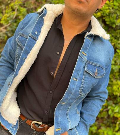 CHAMARRA  CABALLERO MEZCLILLA STRECH  TONO AZUL  CLARO