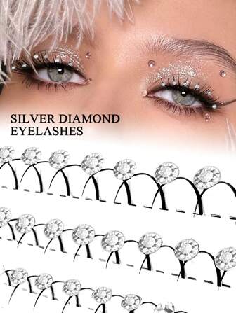 aHoneya 60pcs D Curl Diamond Lashes Silver Diamond Flower 10-15mm Luxury Lashes For Party Music Festival Glitter Lashes Diamond Fairy Lashes Lash Clusters, Eyelash Clusters, Individual Eyelashes, Lashes, Fake Lashes