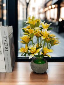 1 件 30 厘米人造蝴蝶兰植物，装饰盆栽假花，带石质花盆 - 彩色 - 查看 7