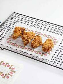 50 piezas Papel de pergamino con encaje estampado, papel absorbente de grasa para hornear y freír en la cocina