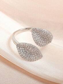 rakol 1 Miếng Đúng mốt Khối Zirconia  Lá Đồ trang trí Mở Nhẫn Thích hợp Đối với Của phụ nữ Mặc hàng ngày - Bạc - Xem 15