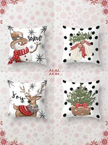 4pcs Christmas Velvet Soft Touch Santa Claus, Christmas Numbers, Reindeer, Snowman, Snowflake Decorative Pillow Covers, Hypoallergenic Polyester Material, Invisible Zipper, No Filling, Suitable For Home Decor, Living Room, Throw Pillow Cases, Cushion Covers, Sofa Decorative Pillows, Home Decor, Cushion Covers, Soft Pads. - Multicolor - View 14