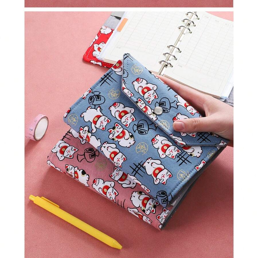 1 件会计笔记本，家庭财务详细分类账便笺本，带活页，可爱日式收纳整理袋收纳袋 - 彩色 - 查看 1