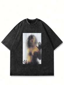 Camiseta gráfica de manga corta de cuello redondo casual de verano para hombre