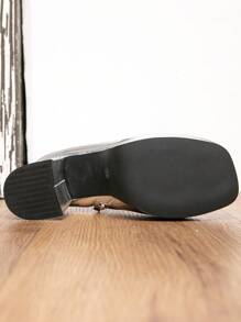 Giày bốt ngắn đế xuồng thanh lịch cổ điển dành cho nữ Thu/Đông 2025, Giày bốt đế xuồng chống thấm nước, thiết kế độc đáo, giày bốt cổ cao đế dày theo phong cách sàn diễn, trang phục dự tiệc - Bạc - Xem 6