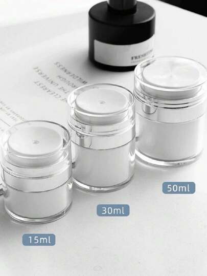 1 pieza Botella recargable de 15ml/30ml/50ml con bomba de vacío, envase de tamaño de viaje para loción/crema, ideal para viajes, vacaciones, artículos esenciales de vuelta a la escuela