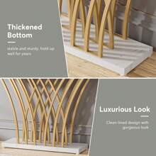 Tribesigns Mesa consola dorada, 150 x 29,5 x 80 cm, moderna mesa de entrada con base metálica en forma de rejilla para entrada, pasillo, vestíbulo, sala de estar (mármol sintético blanco y dorado) - Blanco - Ver 8