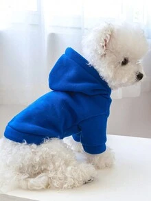 1件寵物衣服 狗貓穿著 有帽兩腿衛衣 適合小型犬中型犬幼犬 可愛純色連帽衛衣 - 皇家藍 - 藍色 - 查看 5