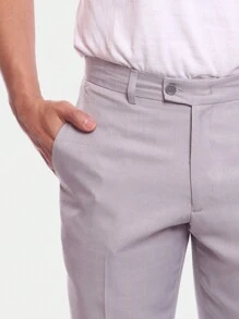 Original Plaid Microfiber Dress Pants For Men - Xám - Xem 3