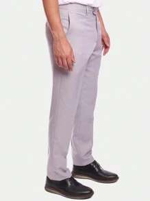 Original Plaid Microfiber Dress Pants For Men - Xám - Xem 2