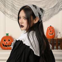 1 Pc Cute Grey White Woman Ghost Bat Triangle Headband Halloween Gift Party Cosplay Accessories Fall Winter Hair Band Hair Accessories For Women For Vacation Outfits Woman