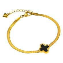 Bracelet European And American Fashion Retro Flowers Niche Plum Blossom Titanium Steel Necklace Female Versatile Polka Dot Petals Snake Bone Chain Wholesale - Vàng - Xem 2