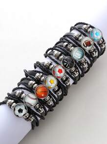 1pc Fashion PU Polyurethane Football Decorative Bracelet For Boys Daily Decoration, Jewelry Gifts And Party - Multicolor - View 5