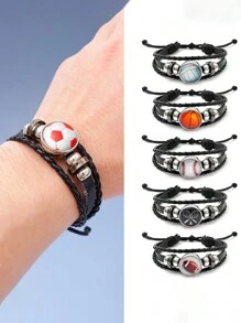 1pc Fashion PU Polyurethane Football Decorative Bracelet For Boys Daily Decoration, Jewelry Gifts And Party - Multicolor - View 4