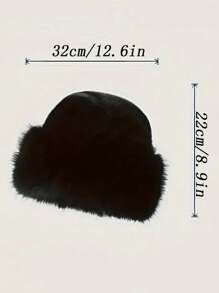 1pc Women Luxury Faux Fur Winter Hat - Thick & Fluffy, With Ear Protection | Lightweight Stretchy Polyester | Machine Washable Winter Outfits