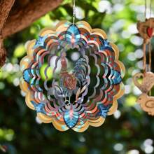 Rooster Wind Spinner 3D Hanging Rooster Wind Catcher 12 Inch Stainless Steel  Wind Spinner  Metal Wind Sculptures Ornament For Balcony Garden Yard Patio Decor