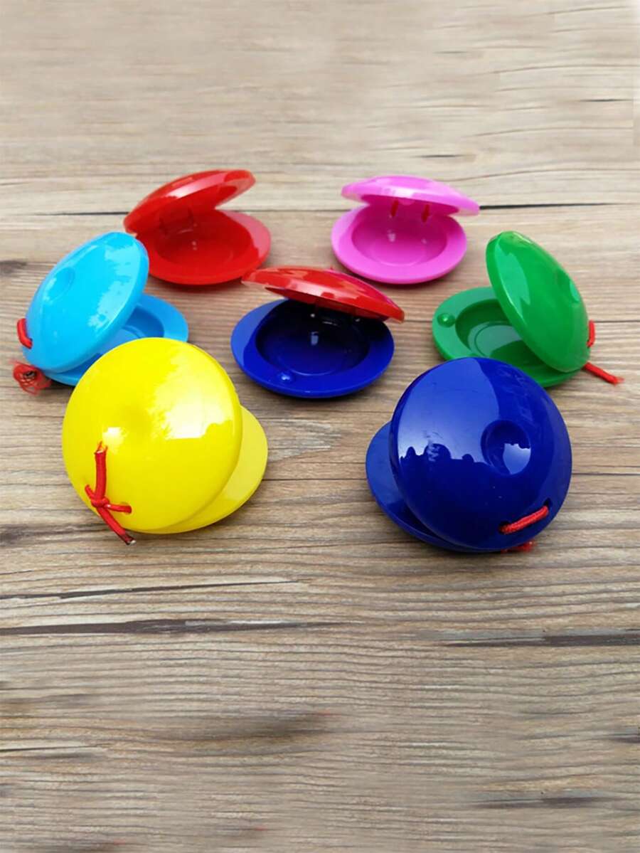 2pcs Children Percussion Instruments ABS Plastic Castanets Early Education Teaching Aids Round Castanet Toys - Multicolor - View 1