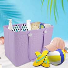 Medium Beach Bag Rubber Tote Bag - Waterproof Travel Bag For Women Washable Tote Bag Handbag For Sports Beach Market Pool - hồ xanh - Xem 4
