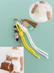 心形亚克力吊坠，带编织绳，适用于手机壳和包包装饰 - 独特的包包配件 B381 钥匙扣配件 女士钥匙链 小礼物 送给她的礼物 送给女士的礼物 - 綠色 - 查看 5