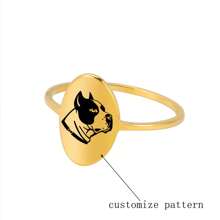 [Custom] Personalized Cartoon Animal Ring Laser Marking Dog Bulldog Ring Men's And Women's Stainless Steel Jewelry School Season Graduation Season Birthday Special Festival Giving Students Customized Commemorative Gifts