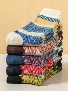 5 đôi tất dài đến giữa bắp chân dày cho nam, tất len ấm áp mùa thu đông, tất ống dài thời trang chống mùi thấm hút phong cách Anh cổ điển hợp thời trang cho nam đi cùng bốt ngắn - Nhiều màu - Xem 10