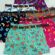 SHRTE SKIRT WITH BELT BUTTERFLY PRINT IN TAILORING - 藍色 - 查看 1