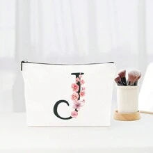 Alfabeto de flores simples Bolsa de maquiagem de lona para mulheres Bolsa de viagem para artigos de higiene pessoal portátil, Bolsa de armazenamento de cosméticos Bolsa de armazenamento de pincéis de cosméticos com fecho de zíper, Itens essenciais para viagens Itens essenciais para cruzeiros Itens essenciais para dormitórios, Presentes para madrinhas de casamento, Presentes para mães, Presentes de aniversário, Presentes para amigos e professores, Decoração para casa, Banheiro Bolsas de maquiagem Organizador de maquiagem Organizador de maquiagem Armazenamento de maquiagem - Branco - Ver 22