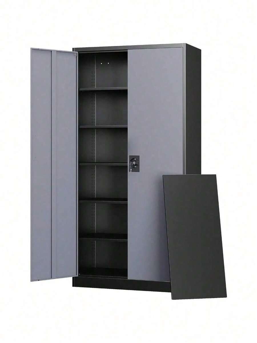 Metal Storage Cabinet With Adjustable Shelves And Locking Doors For Home Garage - 71 inch - Xem 1