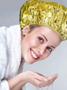 1 件装美发工具加厚铝箔浴帽用于染发，优质铝箔发膜帽-恒温美发锡箔帽美发帽无需用电家用铝箔自热帽有效头发烘烤和护理解决方案-防水，易于清洁，适合正常发质