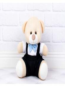 Decorative Bear Couple Page Boy And Flower Girl For Weddings Plush Sweet Milk With Colorful Bow And Ties - 22 Cm - 藍色 - 查看 4
