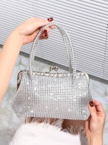 Shiny Sequins Clutch Bag, Handbag & Shoulder Bag With Sparkling Rhinestones & Metallic Chain, Suitable For Evening, Wedding, Prom, Party, Birthday, Valentine's Gift, Party Bag Perfect For Party Wedding Prom Perfect For Party, Wedding, Prom, Dinner/Banquet, Essential Wedding Items, Perfectly Matching With Graduation Dress, Prom Dresses, Perfectly Matching With Prom Accessories, Perfectly Matching With Bridal Party