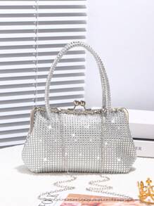 Shiny Sequins Clutch Bag, Handbag & Shoulder Bag With Sparkling Rhinestones & Metallic Chain, Suitable For Evening, Wedding, Prom, Party, Birthday, Valentine's Gift, Party Bag Perfect For Party Wedding Prom Perfect For Party, Wedding, Prom, Dinner/Banquet, Essential Wedding Items, Perfectly Matching With Graduation Dress, Prom Dresses, Perfectly Matching With Prom Accessories, Perfectly Matching With Bridal Party