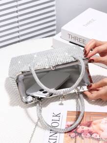 Shiny Sequins Clutch Bag, Handbag & Shoulder Bag With Sparkling Rhinestones & Metallic Chain, Suitable For Evening, Wedding, Prom, Party, Birthday, Valentine's Gift, Party Bag Perfect For Party Wedding Prom Perfect For Party, Wedding, Prom, Dinner/Banquet, Essential Wedding Items, Perfectly Matching With Graduation Dress, Prom Dresses, Perfectly Matching With Prom Accessories, Perfectly Matching With Bridal Party