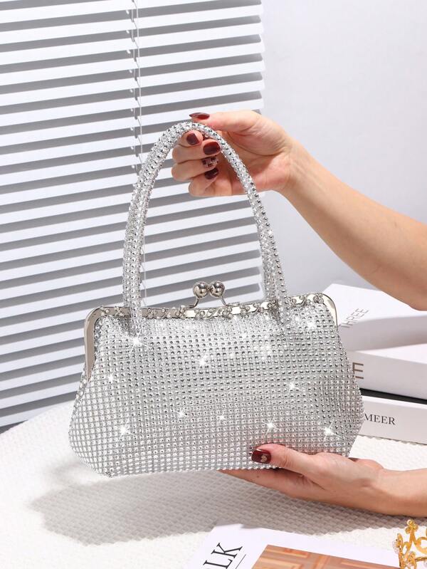 Bolso de embrague con lentejuelas brillantes, bolso de mano y de hombro con brillantes rhinestones y cadena metálica, adecuado para eventos, bodas, bailes de graduación, fiestas, cumpleaños, San Valentín, bolso perfecto para fiesta, boda, baile de graduación, cena/banquete, artículos esenciales de boda, que combina perfectamente con vestidos de graduación, vestidos de baile de graduación, accesorios de baile de graduación