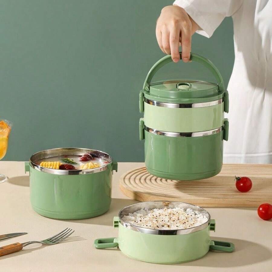 Caja de almuerzo de unicolor para estudiantes, contenedor de comida de transporte conveniente