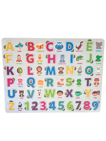 Alfabeto Gigante Encaixe Números, Letras Ilustrado Mdf 2x1