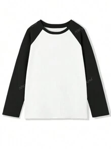 女士休闲甜美可爱少女长袖 T 恤，纯色上衣，适合秋冬季