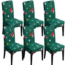 1 Stück/4 Stücke/6 Stücke Stuhlbezüge mit Weihnachtsmann Muster als Weihnachtsdekoration, weicher universell passender Schreibtisch Bezug, abnehmbar und waschbar Anti-Staub Stretch Stuhlschutz