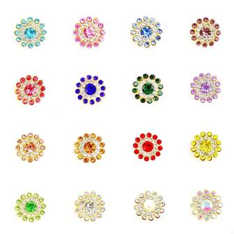 50 个/包，14 毫米花朵圆形闪亮水晶水钻，金色底座 DIY 平背缝制胶水耀眼珠子水钻、衣服装饰、包、鞋子、手工艺品、DIY 装饰。