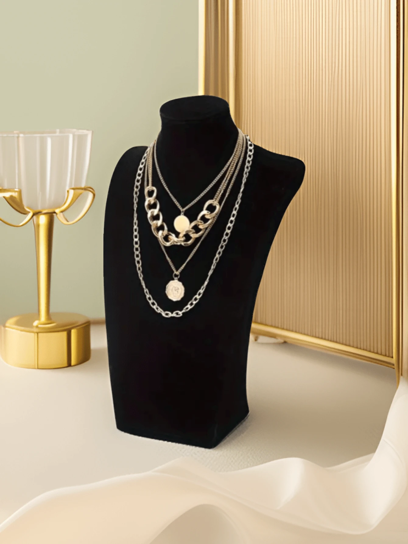 1pc Charming Velvet Cloth Necklace Display Stands With Simulated Human Necks And Intricate Details - Pendant Hanging Racks For Jewelry Presentation In Fairs, Parties And Anniversary Celebrations Velvet Necklace Mannequin Stand Portrait Neck Pendant Hangers Jewelry Stall Jewelry Props Window Jewelry Display Stand Jewelry Mannequin Stand