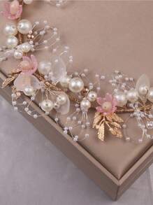 1pc Korean Style Delicate Hair Band Crown Headband For Daily Wear And Wedding Party, Forest Design - White - View 4