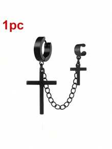 1個中性朋克流蘇耳環- 多功能金屬哥德式耳夾和耳釘，嘻哈時尚珠寶