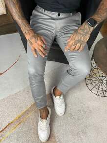 Men's Thin Skinny Sport Pants With Knife Pocket - 淺灰色 - 查看 4