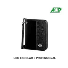 Black ACP Crocodile University Ring Binder With Zipper And Strap